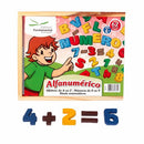 Alfanumérico em Madeira Colorida 62 peças