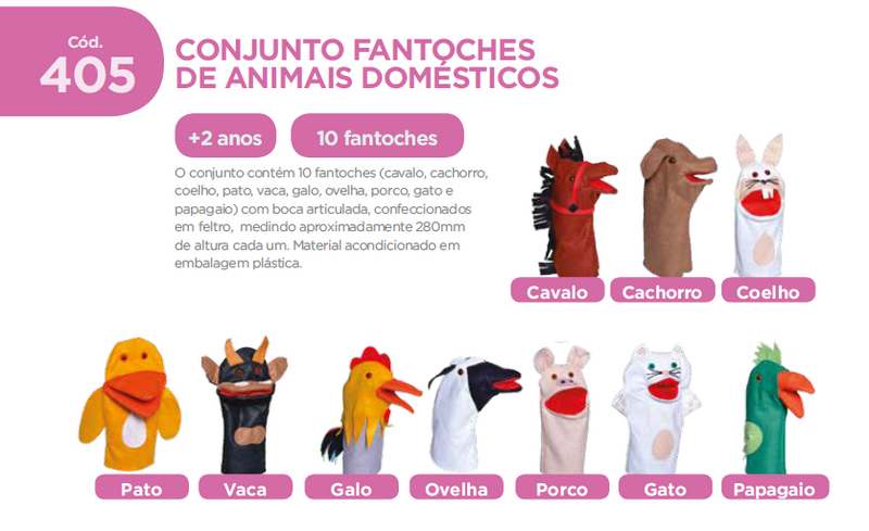 CONJUNTO FANTOCHES DE ANIMAIS DOMÉSTICOS